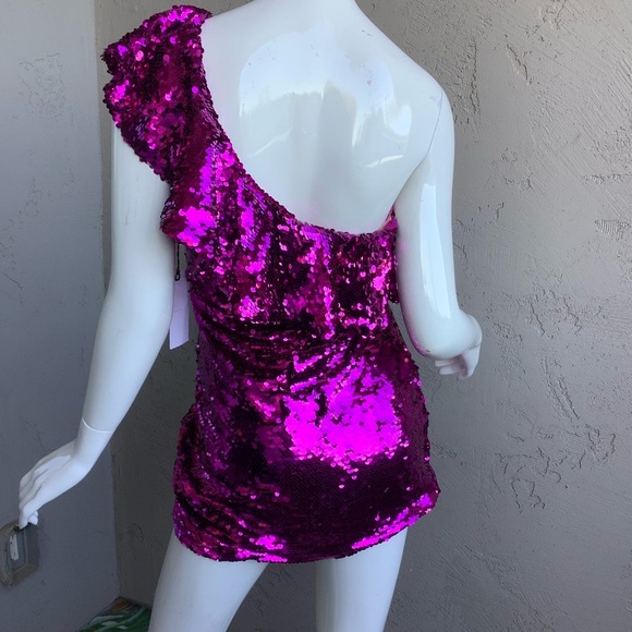 Leith Pink Sequin One-Shoulder Dress NWT - Picture 8 of 9